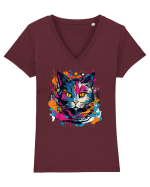 Pisica graffiti Tricou mânecă scurtă guler V Damă Evoker