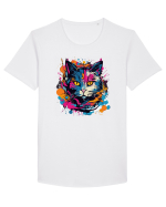 Pisica graffiti Tricou mânecă scurtă guler larg Bărbat Skater