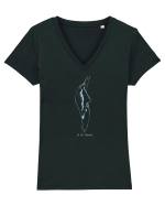 Sa fie lumina! 5 (joc spatiu negativ) Tricou mânecă scurtă guler V Damă Evoker