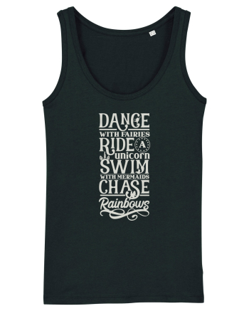Dance with fairies, ride a unicorn, swim with mermaids, chase rainbows Black