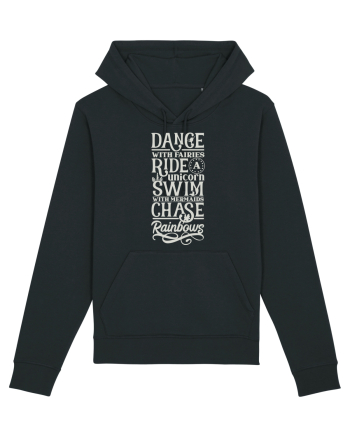 Dance with fairies, ride a unicorn, swim with mermaids, chase rainbows Black