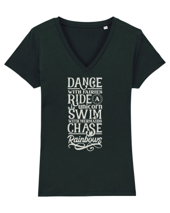 Dance with fairies, ride a unicorn, swim with mermaids, chase rainbows Black