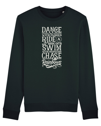 Dance with fairies, ride a unicorn, swim with mermaids, chase rainbows Black