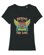 Tattoos And Rock' N' Roll One Love Tricou mânecă scurtă guler larg fitted Damă Expresser