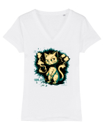 COOL CAT  - mâța cool :D Tricou mânecă scurtă guler V Damă Evoker