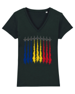 Romanian Air Force F16s Tricou mânecă scurtă guler V Damă Evoker