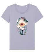 Flower Goddess Tricou mânecă scurtă guler larg fitted Damă Expresser