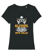 pt iubitorii de bere - Alcohol because no great story starts with salad Tricou mânecă scurtă guler larg fitted Damă Expresser