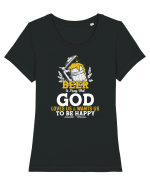 pt iubitorii de bere - Beer is proof that god loves us Tricou mânecă scurtă guler larg fitted Damă Expresser