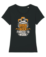 pt iubitorii de bere - Born to drink beer forced to work Tricou mânecă scurtă guler larg fitted Damă Expresser