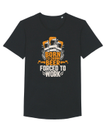pt iubitorii de bere - Born to drink beer forced to work Tricou mânecă scurtă guler larg Bărbat Skater