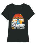 pt iubitorii de bere - Day drinking on the lake Tricou mânecă scurtă guler larg fitted Damă Expresser