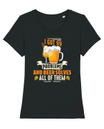 pt iubitorii de bere - I got 99 problems and beer solves all of them Tricou mânecă scurtă guler larg fitted Damă Expresser