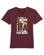 pt iubitorii de bere - I will work for beer Tricou mânecă scurtă guler V Bărbat Presenter