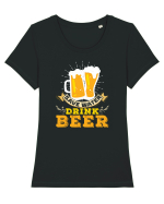 pt iubitorii de bere - Save water drink beer Tricou mânecă scurtă guler larg fitted Damă Expresser