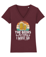 pt iubitorii de bere - The beers are calling Tricou mânecă scurtă guler V Damă Evoker