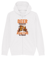 pt iubitorii de bere - Beer because adulting is hard Hanorac cu fermoar Unisex Connector
