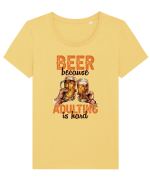 pt iubitorii de bere - Beer because adulting is hard Tricou mânecă scurtă guler larg fitted Damă Expresser