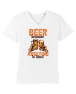 pt iubitorii de bere - Beer because adulting is hard Tricou mânecă scurtă guler V Bărbat Presenter