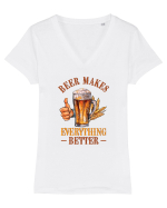 pt iubitorii de bere - Beer makes everything better Tricou mânecă scurtă guler V Damă Evoker
