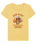 pt iubitorii de bere - Beer makes everything better Tricou mânecă scurtă guler larg fitted Damă Expresser