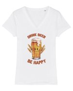 pt iubitorii de bere - Drink beer be happy Tricou mânecă scurtă guler V Damă Evoker