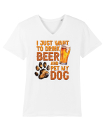 pt iubitorii de bere - I just want to drink beer and pet my dog Tricou mânecă scurtă guler V Bărbat Presenter