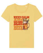 pt iubitorii de bere - Keep calm and drink beer Tricou mânecă scurtă guler larg fitted Damă Expresser