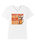 pt iubitorii de bere - Keep calm and drink beer Tricou mânecă scurtă guler V Bărbat Presenter