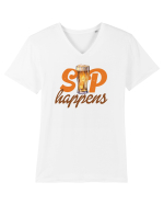 pt iubitorii de bere - Sip happens Tricou mânecă scurtă guler V Bărbat Presenter