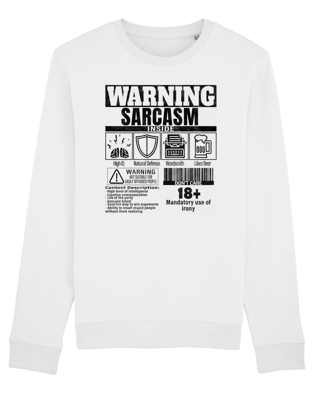 Bluză mânecă lungă Unisex Rise White