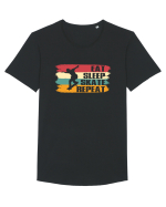 Eat Sleep Skate Repeat Skating Routine Tricou mânecă scurtă guler larg Bărbat Skater