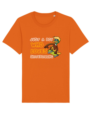 Just A Boy Who Loves Skateboarding Bright Orange