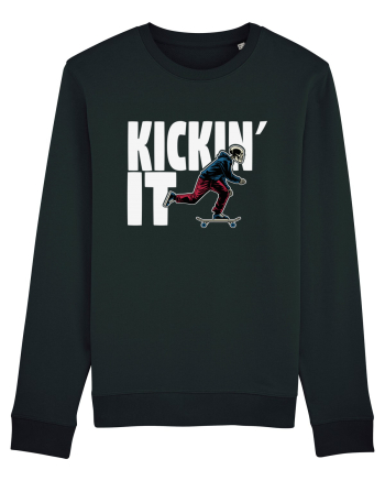 Kickin' It Skeleton Skateboarding Black