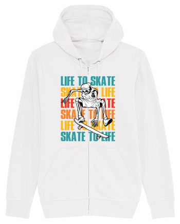 Life To Skate Skate To Life Skateboard Skeleton Rider White