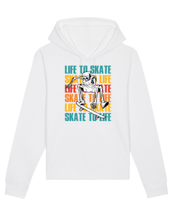 Life To Skate Skate To Life Skateboard Skeleton Rider White