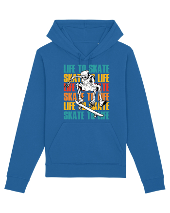 Life To Skate Skate To Life Skateboard Skeleton Rider Royal Blue