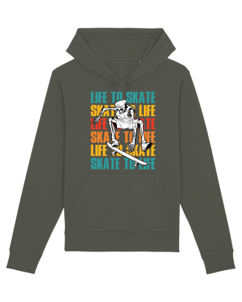 Life To Skate Skate To Life Skateboard Skeleton Rider Khaki