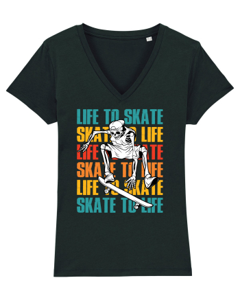 Life To Skate Skate To Life Skateboard Skeleton Rider Black