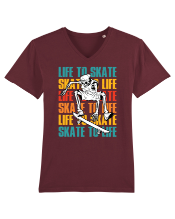Life To Skate Skate To Life Skateboard Skeleton Rider Burgundy