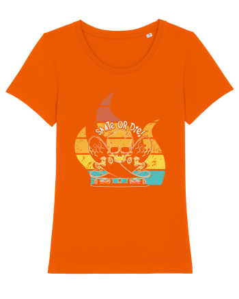 Skate or Die Skateboard Retro Skull Bright Orange