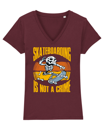 Skeleton Skateboarding Is Not A Crime Burgundy