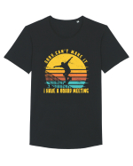 Sorry Can't Make It I Have A Board Meeting Funny Skateboarding Quote Tricou mânecă scurtă guler larg Bărbat Skater