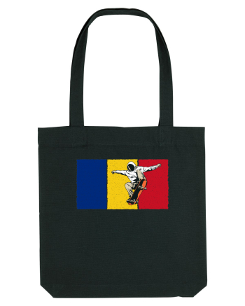 Vintage Romanian Flag Skateboarding Black