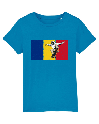 Vintage Romanian Flag Skateboarding Azur