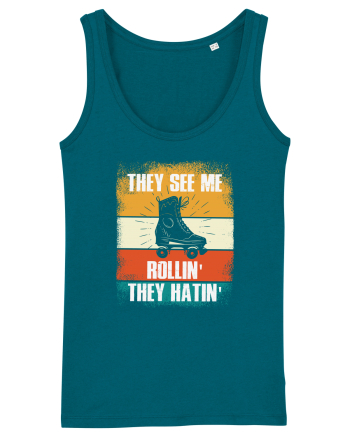 They See Me Rollin' They Hatin' Retro Skating Ocean Depth