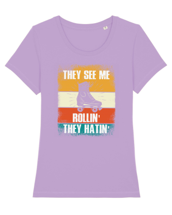 They See Me Rollin' They Hatin' Retro Skating Lavender Dawn
