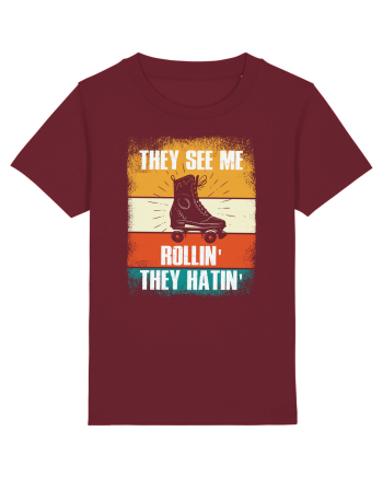 They See Me Rollin' They Hatin' Retro Skating Burgundy