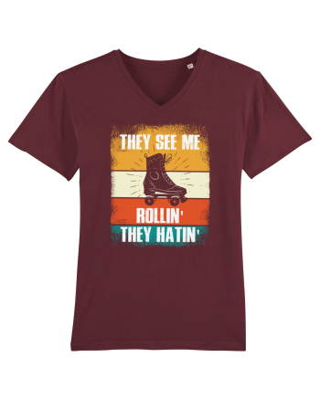 They See Me Rollin' They Hatin' Retro Skating Burgundy