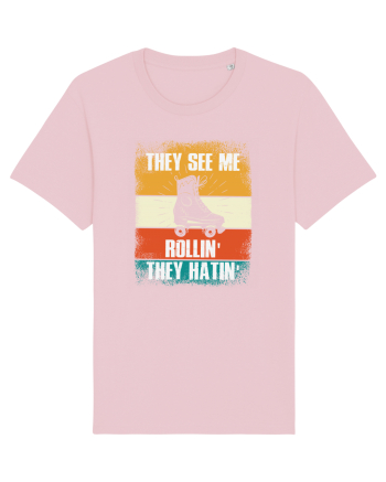They See Me Rollin' They Hatin' Retro Skating Cotton Pink